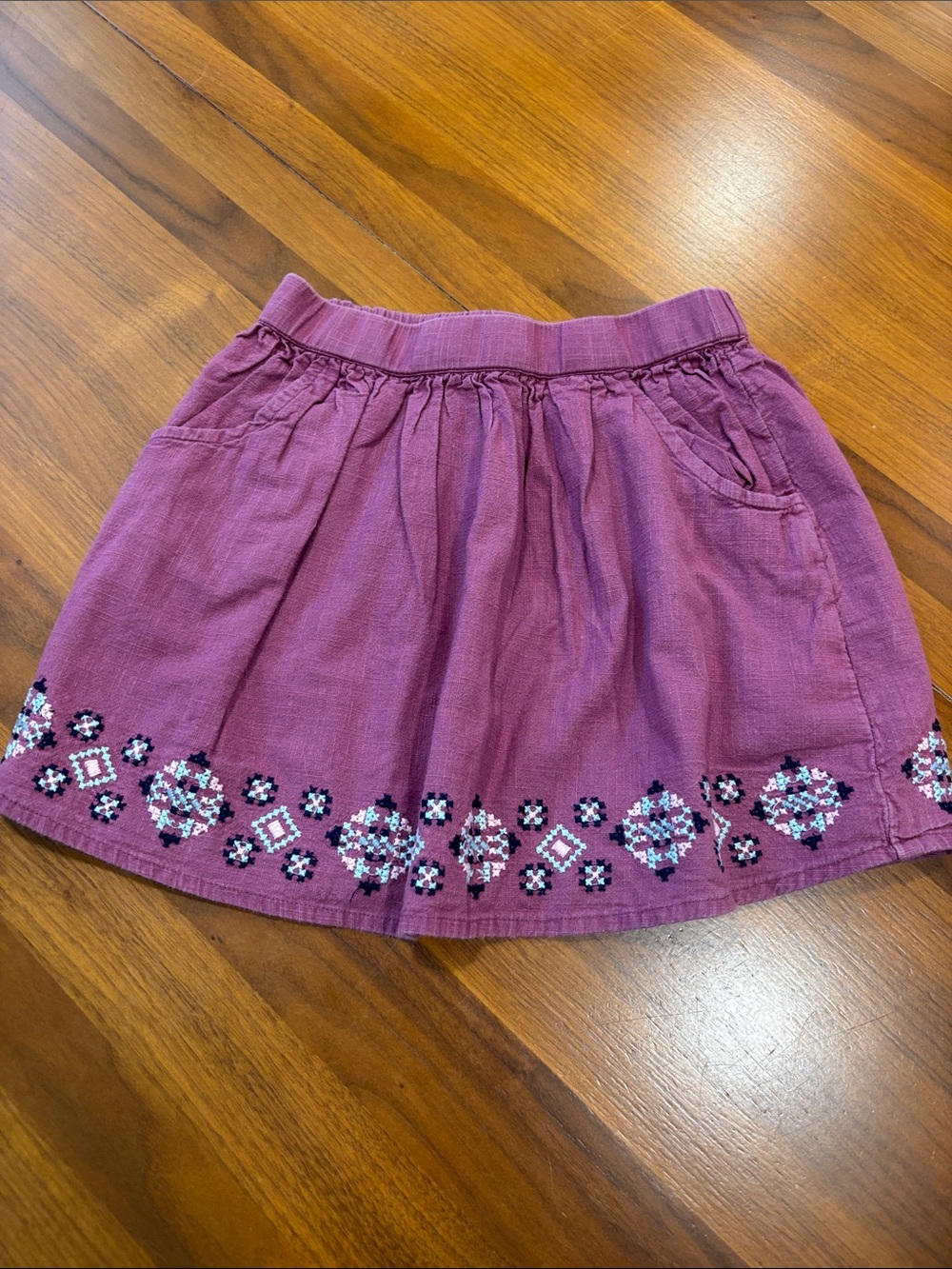 Garnet Hill Plum Embroidered Circle Skirt